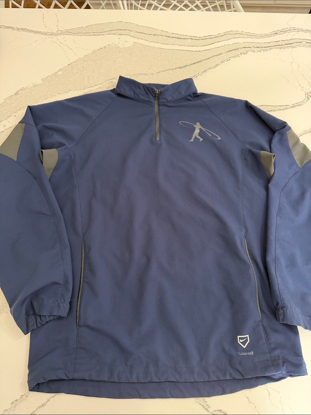 Nike Swig man Ken Griffey Jr Nike Blue Quarter-Zip Athletic Pullover| Small